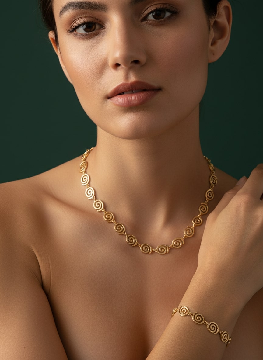 Unique Circular Shape Necklace With Bracelet