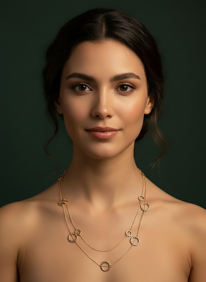 Trendy Rings instead of beads Layered Necklace