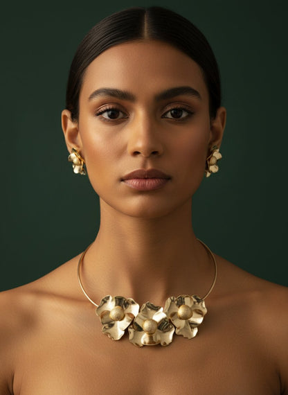 Artificial Beads & Flower Shaped Jewellery Set