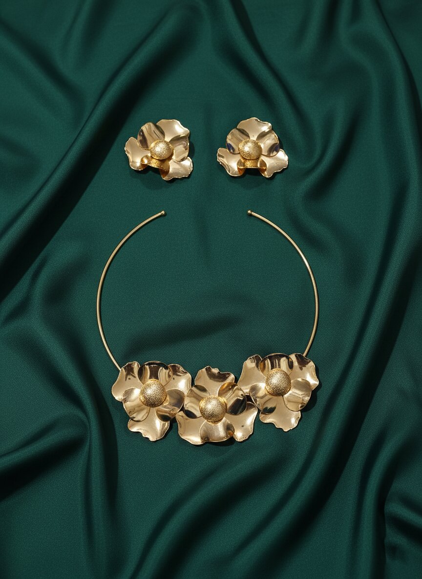 Artificial Beads &amp; Flower Shaped Jewellery Set