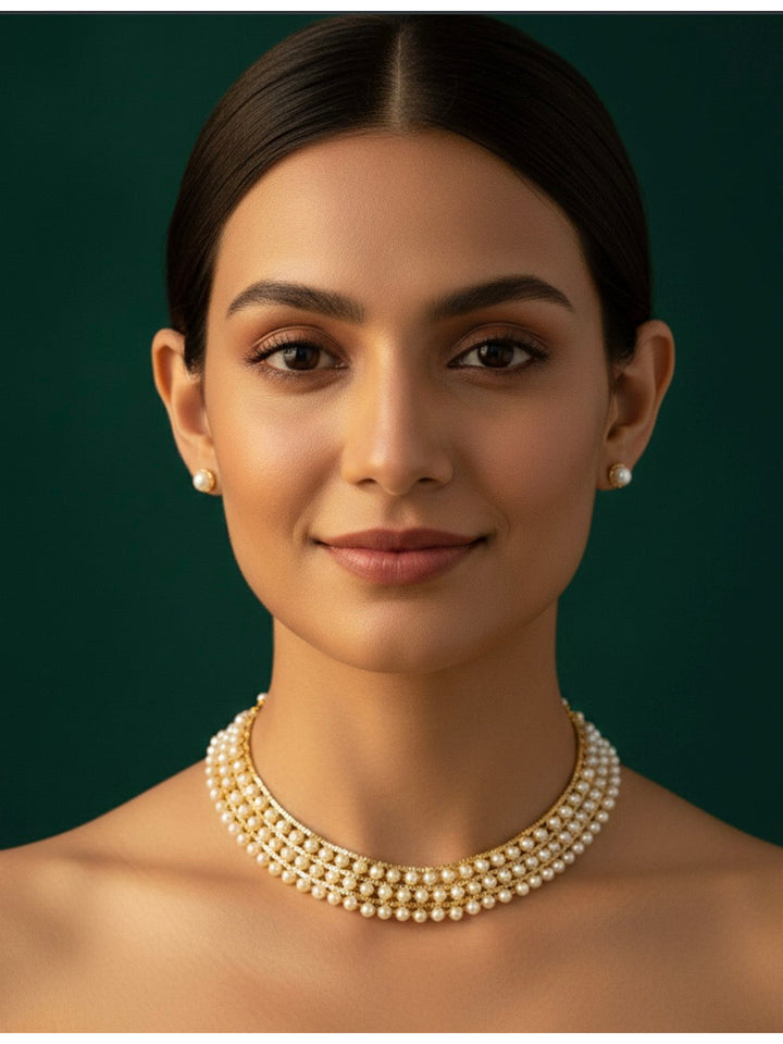 Beautiful Pearls Statement Chokar set With Studs