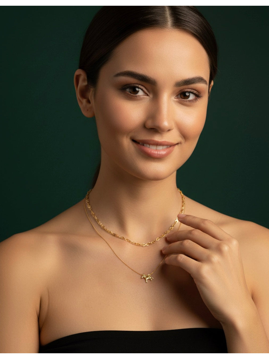 Gold Plated Mini Pandent Layered Necklace