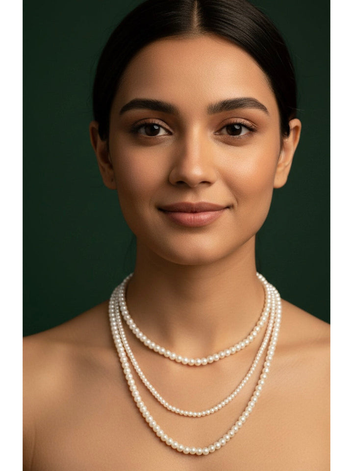 Women Pearl Three Layered Necklace