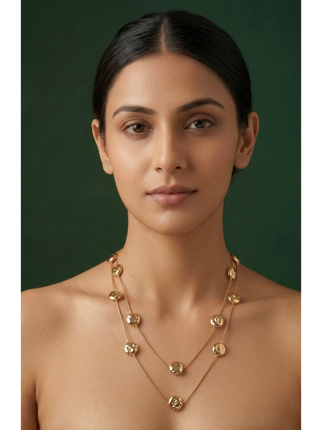 Women Gold Artistic Contemporary Statement Necklace