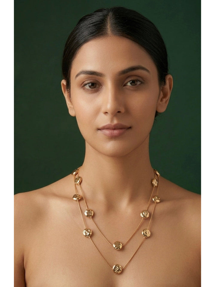 Women Gold Artistic Contemporary Statement Necklace