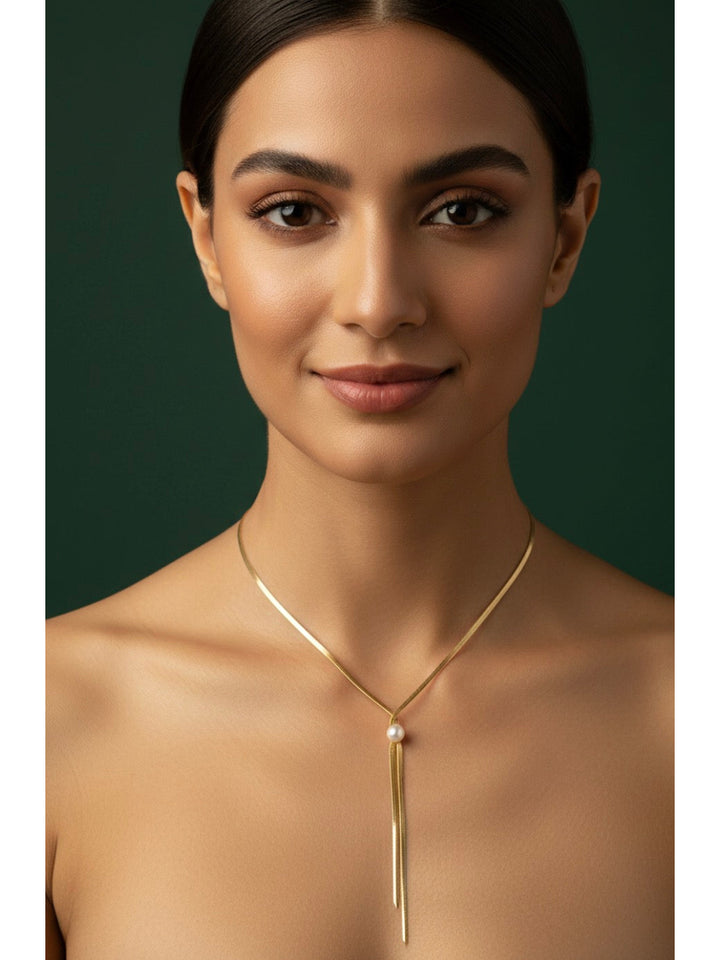 Gold Plated Dangling Lariat Necklace