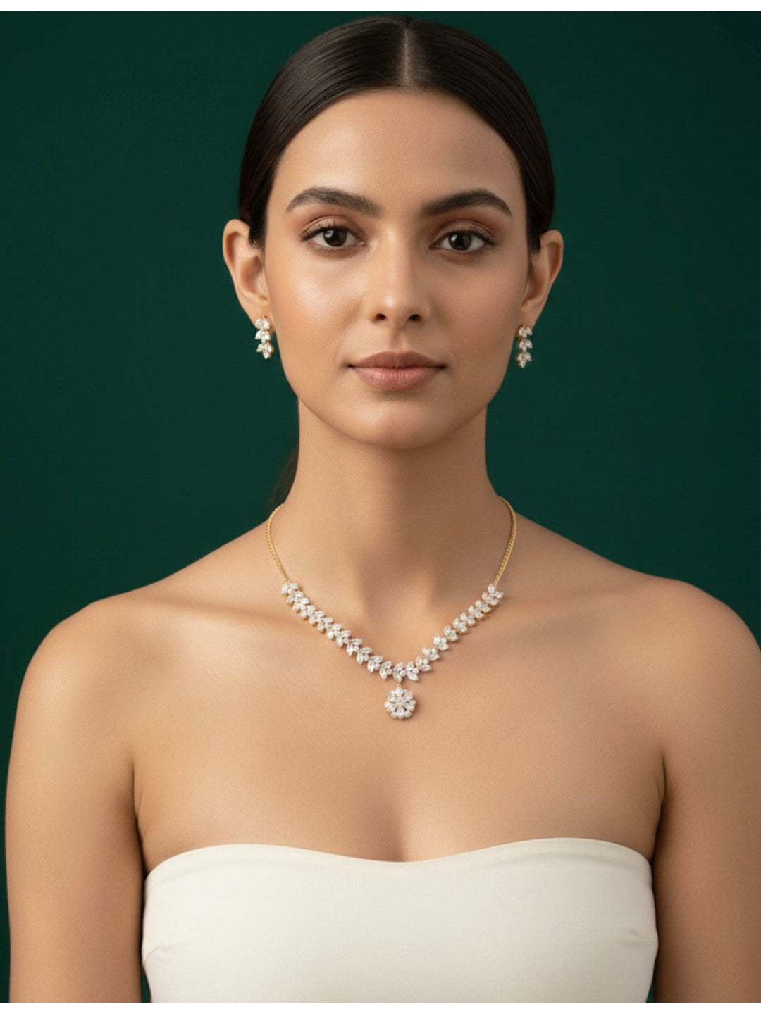 American Diamond Necklace With Earrings