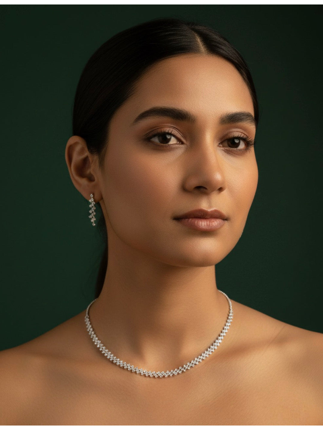 American Diamond Necklace With Earrings