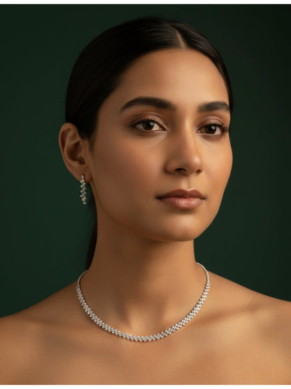 American Diamond Necklace With Earrings