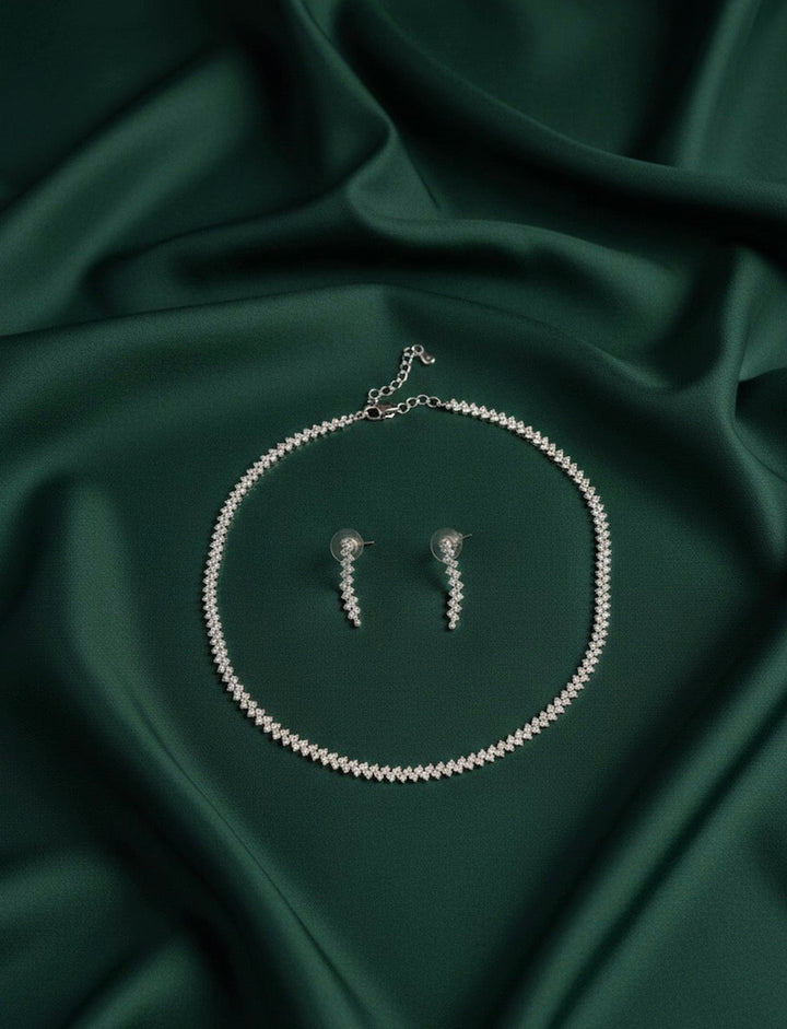American Diamond Necklace With Earrings
