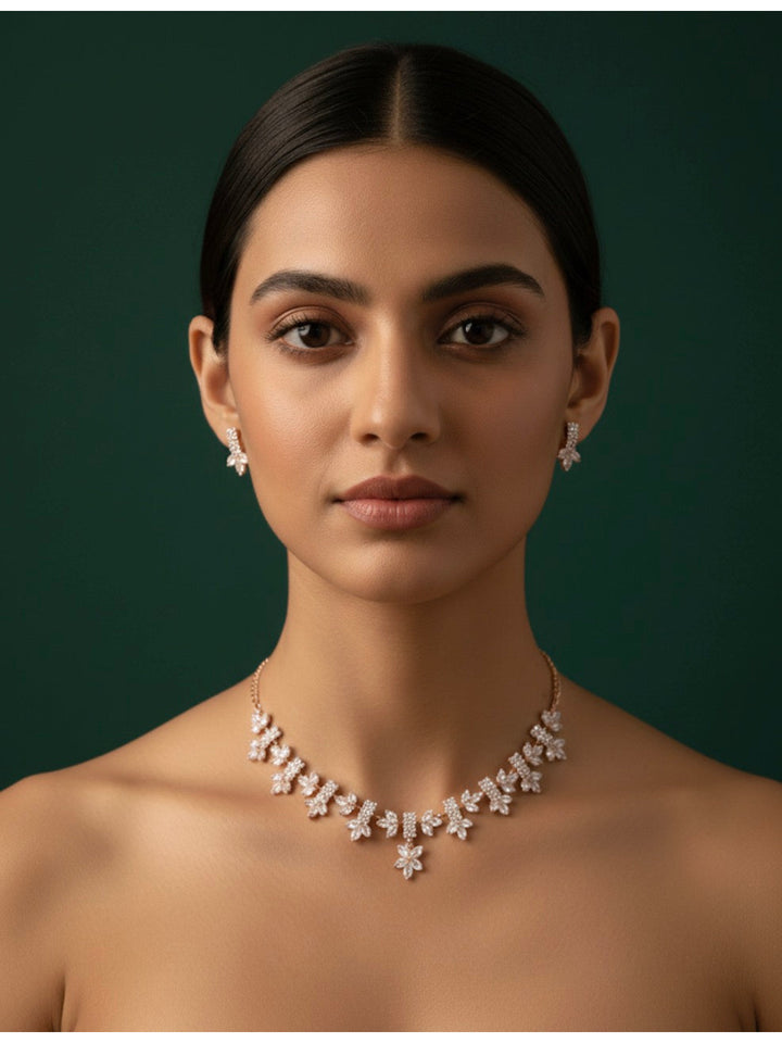 American Diamond Necklace With Earrings