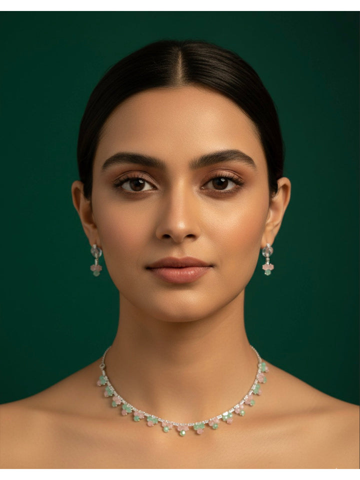 American Diamond Necklace With Earrings