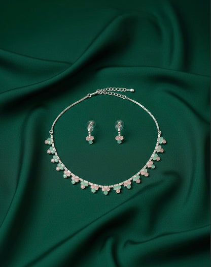 American Diamond Necklace With Earrings
