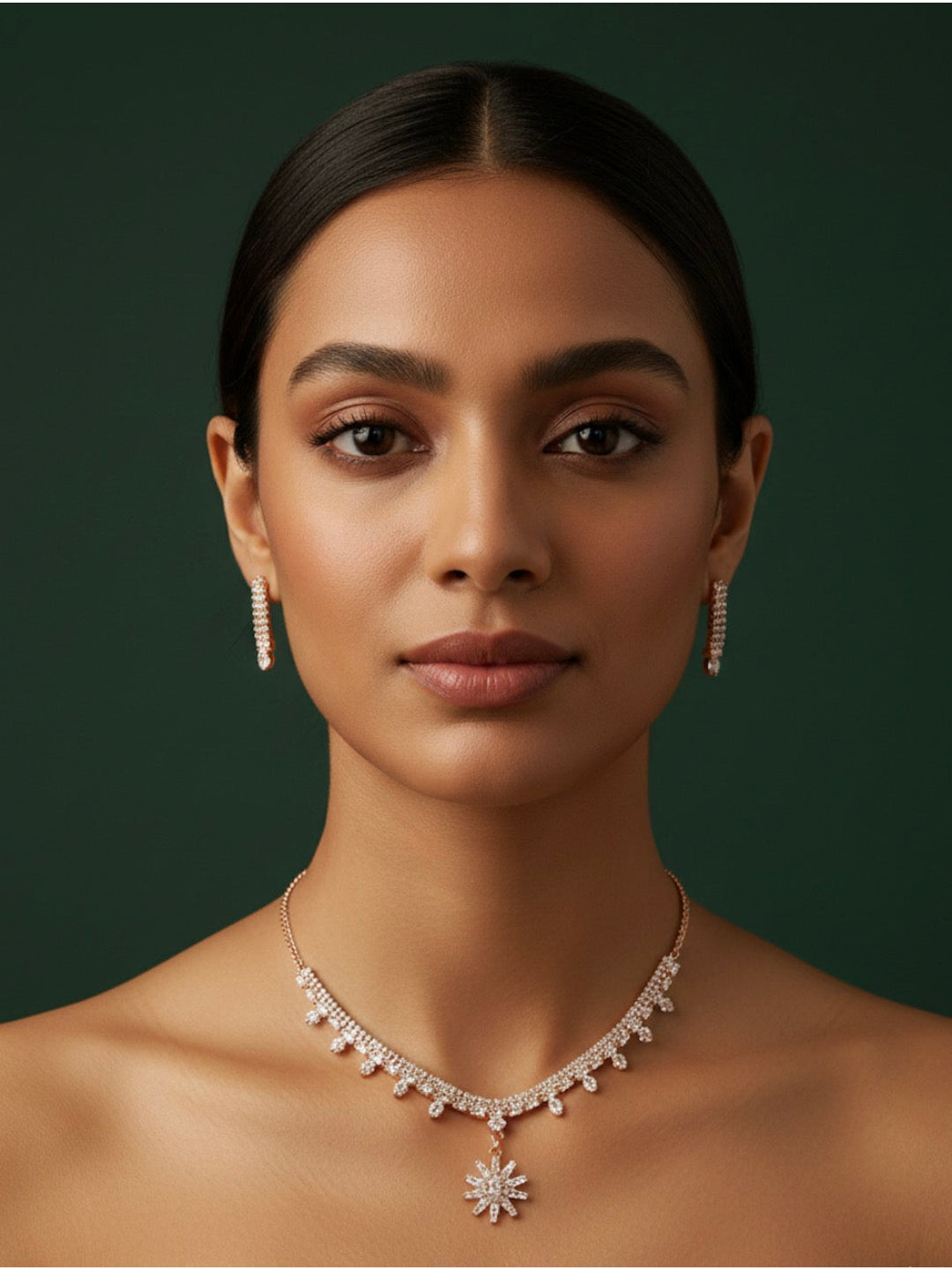 American Diamond Necklace With Earrings