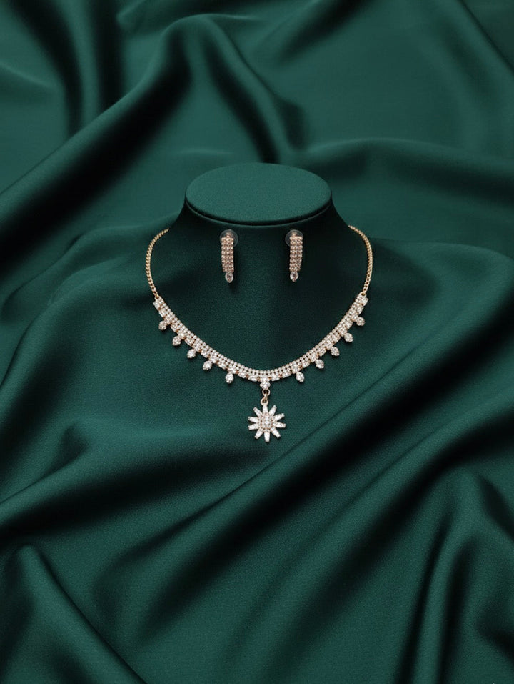 American Diamond Necklace With Earrings