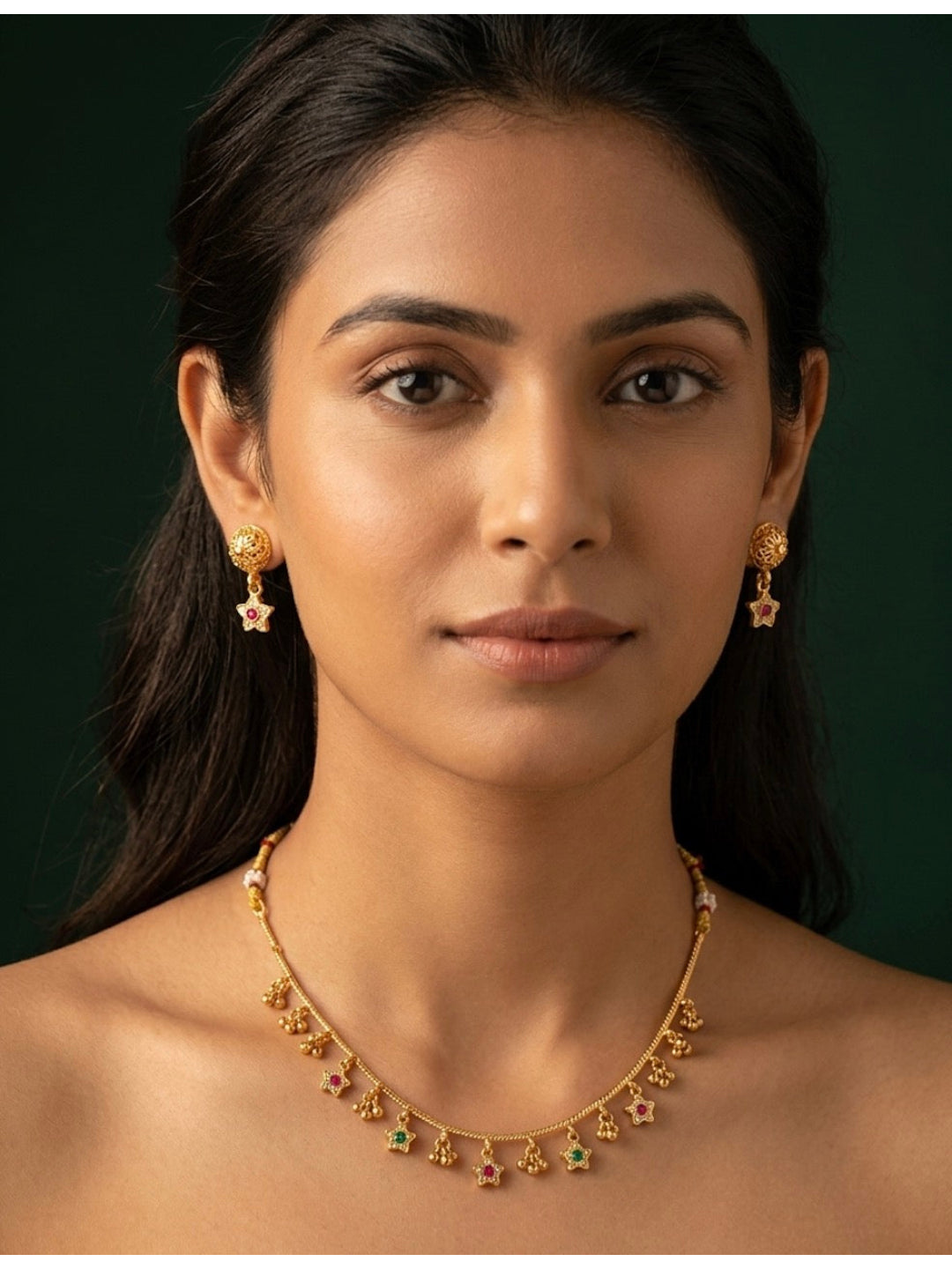 Gold Plated Trendy Design Necklace &amp; Earrings