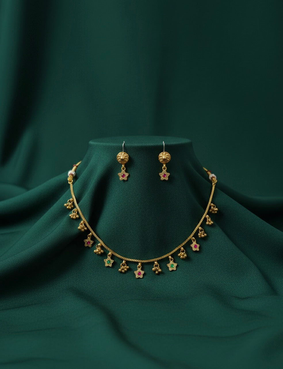 Gold Plated Trendy Design Necklace &amp; Earrings