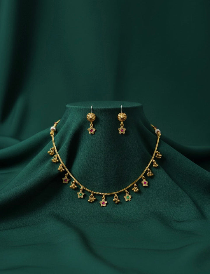 Gold Plated Trendy Design Necklace &amp; Earrings