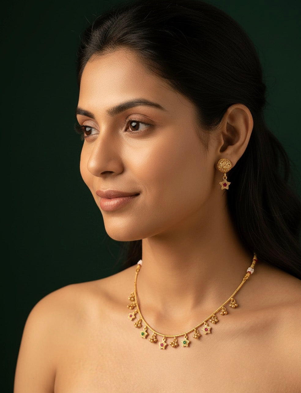 Gold Plated Trendy Design Necklace &amp; Earrings