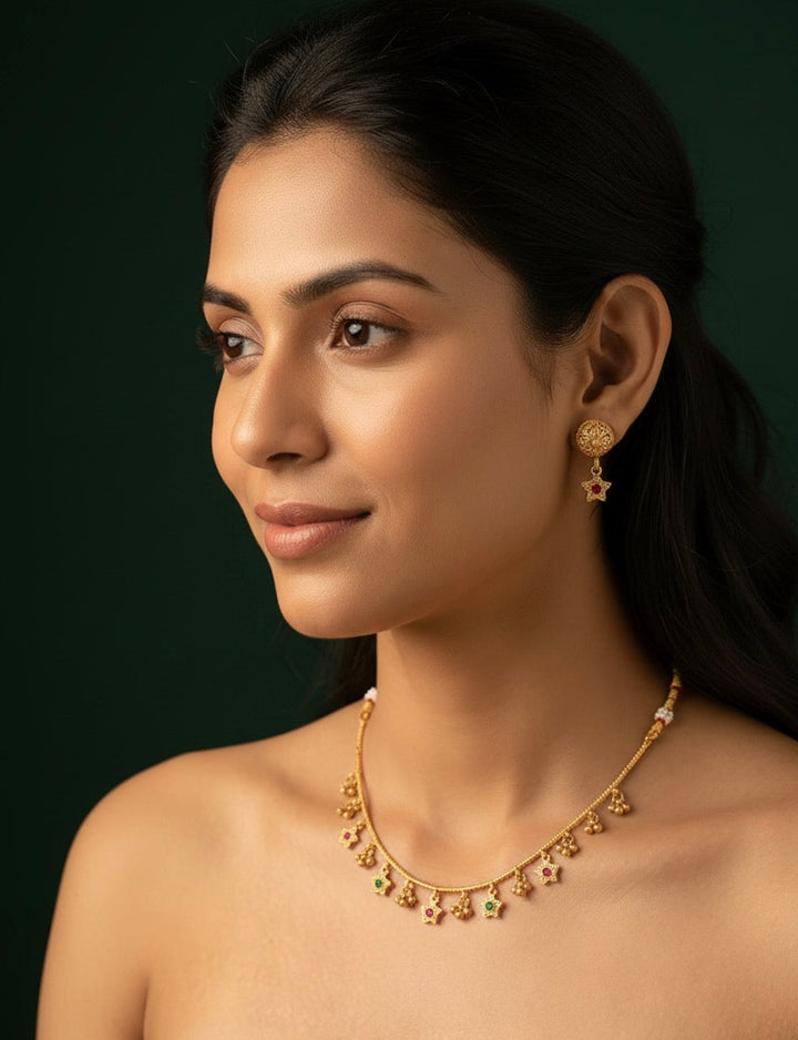 Gold Plated Trendy Design Necklace &amp; Earrings