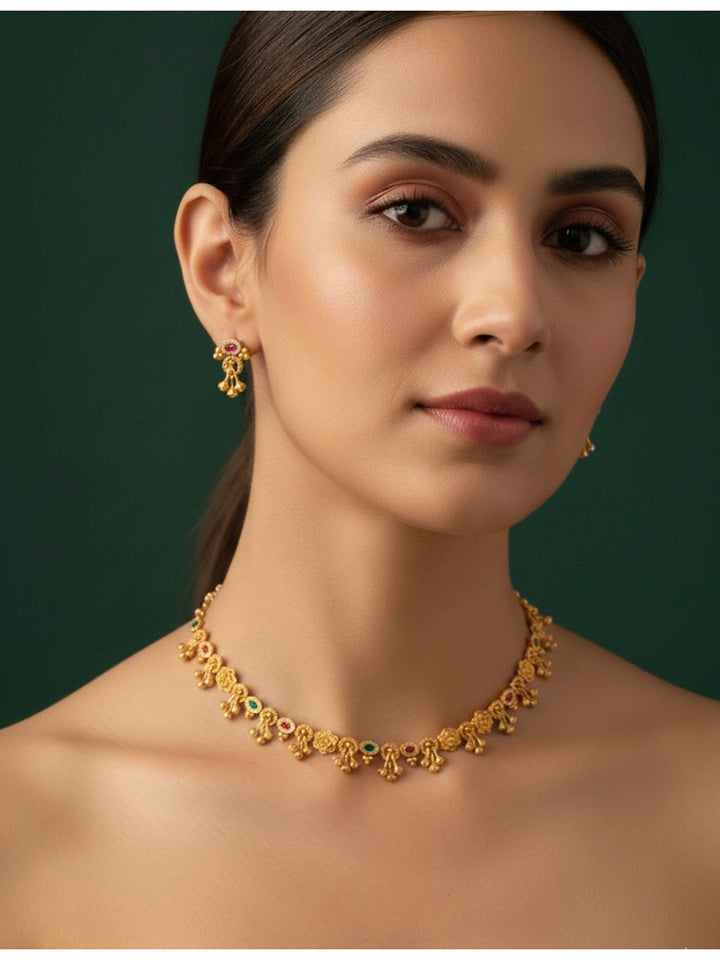 Gold Plated Trendy Design Necklace &amp; Earrings