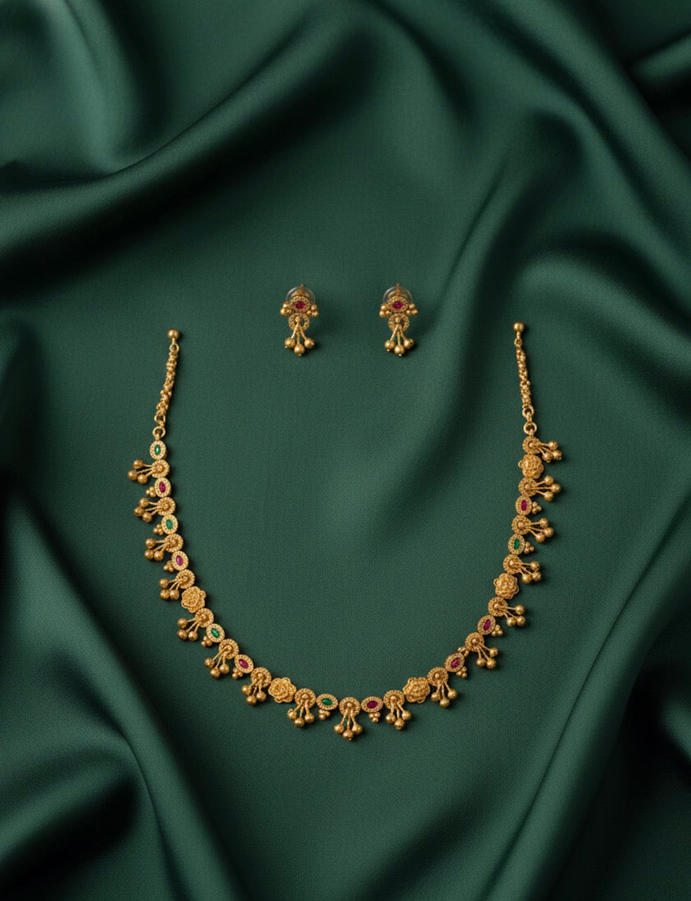 Gold Plated Trendy Design Necklace &amp; Earrings