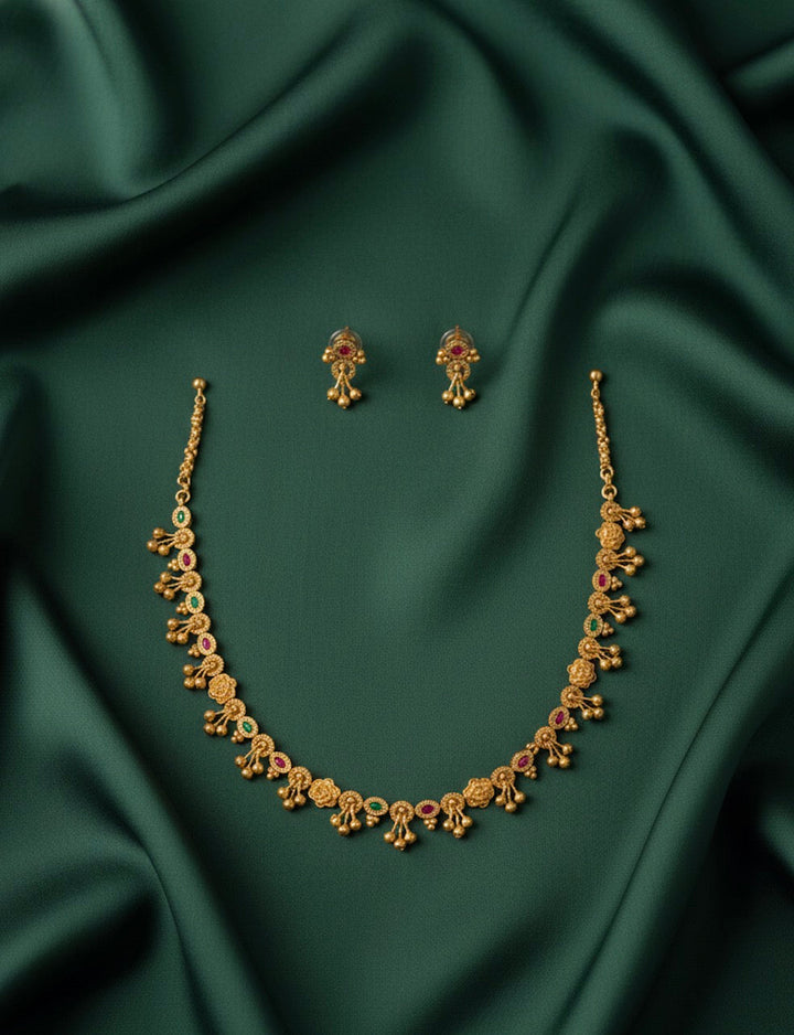 Gold Plated Trendy Design Necklace &amp; Earrings
