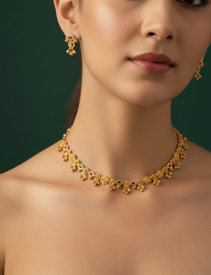 Gold Plated Trendy Design Necklace &amp; Earrings
