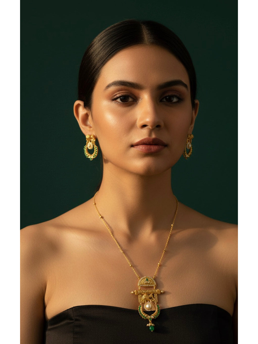 Gold Plated Trendy Design Necklace &amp; Earrings