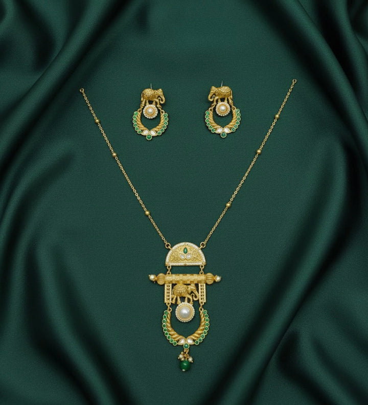 Gold Plated Trendy Design Necklace &amp; Earrings