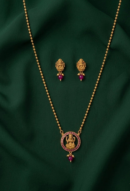 Gold Plated Indo-western Design Necklace With Earrings