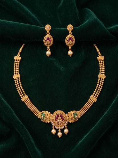 Gold Plated Treditional Necklace & Earrings
