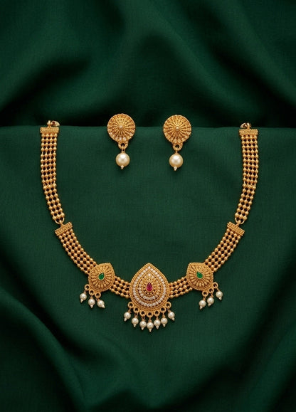 Gold Plated Treditional Necklace & Earrings