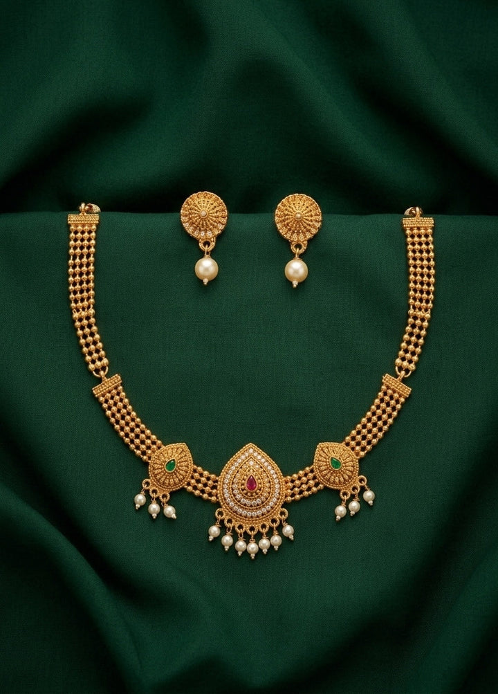 Gold Plated Treditional Necklace &amp; Earrings