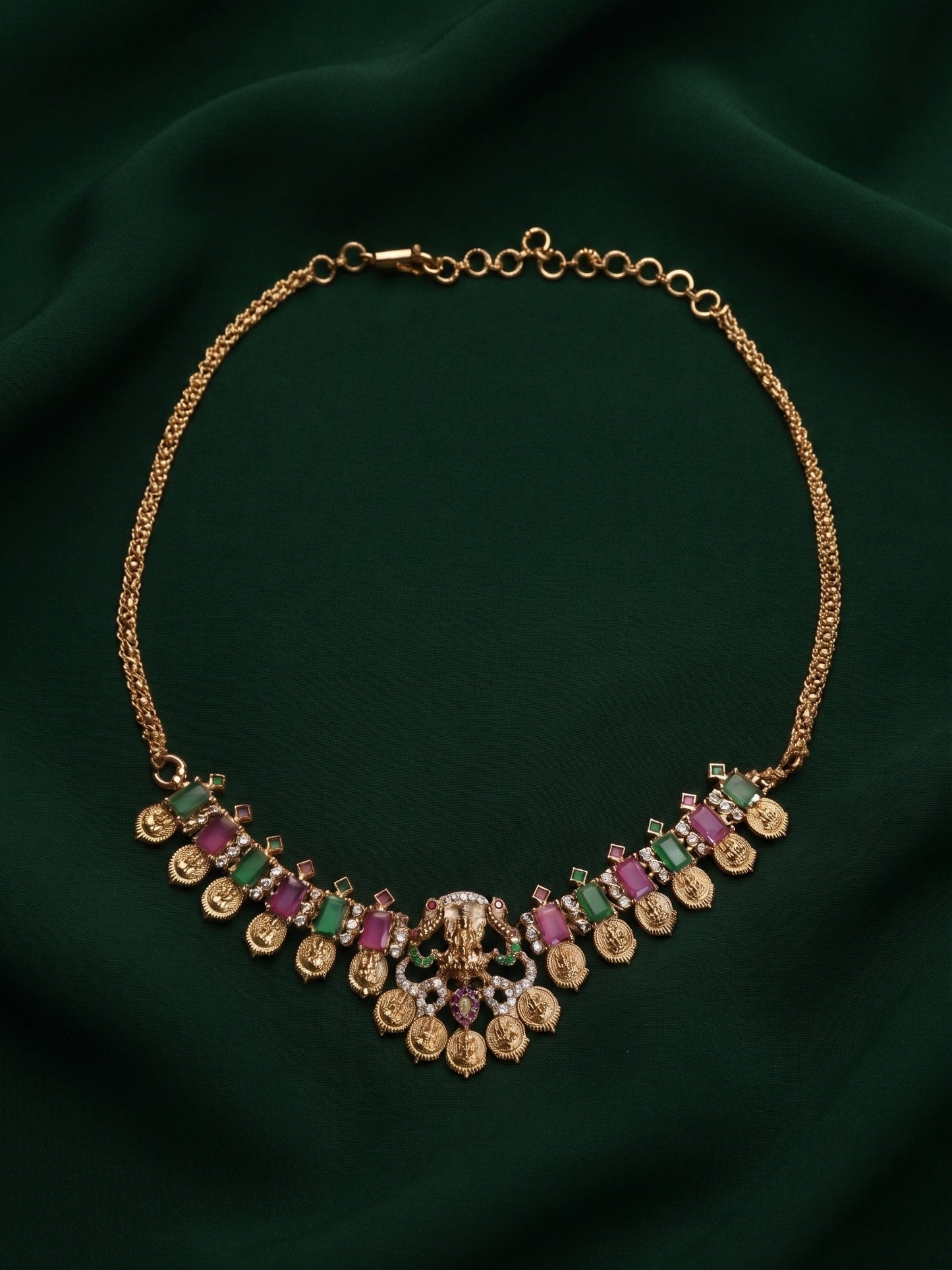 Women Gold-Plated Multicolor Stons Choker Necklace