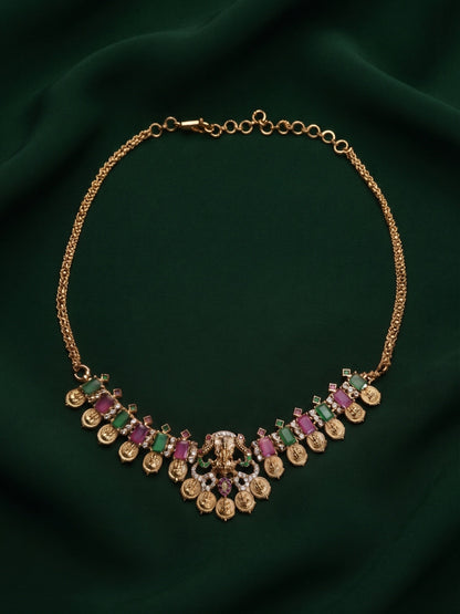 Women Gold-Plated Multicolor Stons Choker Necklace