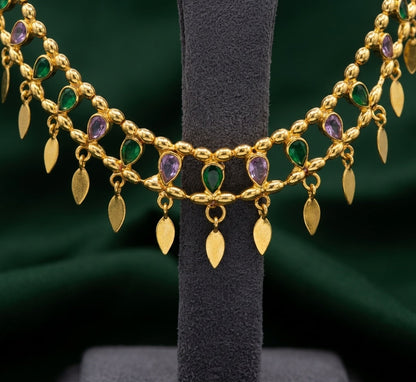 Women Gold-Plated Multicolor Stons Choker Necklace
