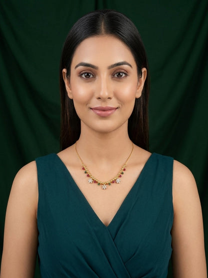 Women Gold-Plated Multicolor Stons Fancy Necklace