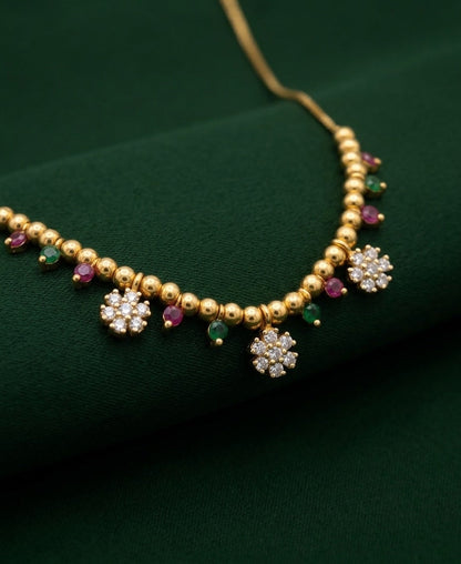 Women Gold-Plated Multicolor Stons Fancy Necklace