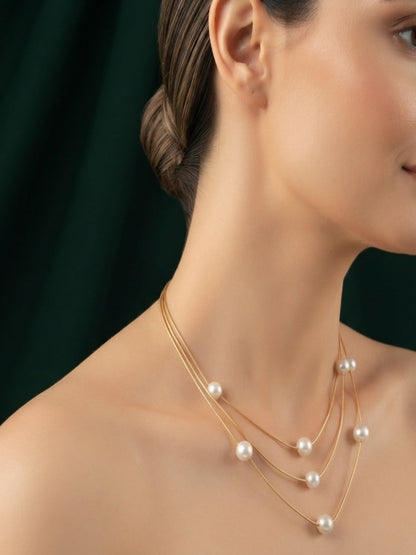 Gold-Toned Pearls Layered Necklace for Women
