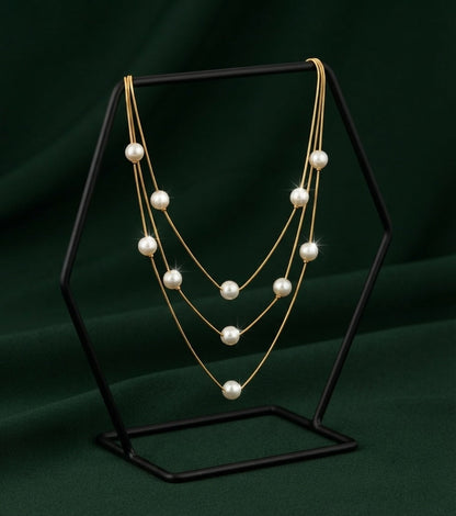 Gold-Toned Pearls Layered Necklace for Women