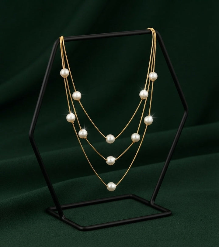 Gold-Toned Pearls Layered Necklace for Women