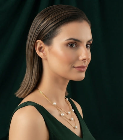 Gold-Toned Pearls Layered Necklace for Women