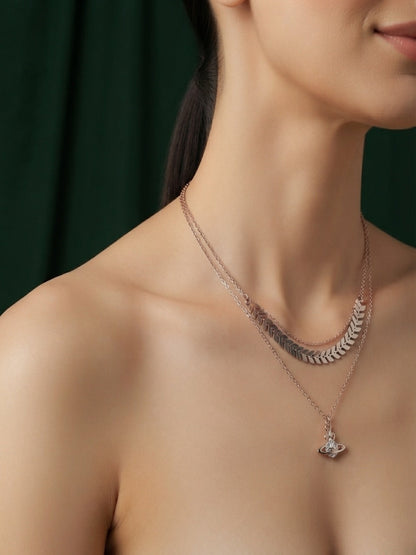 Rose Gold-Toned Layered Necklace for Women