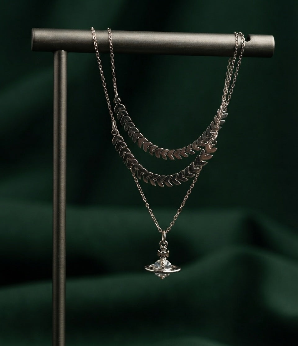 Rose Gold-Toned Layered Necklace for Women