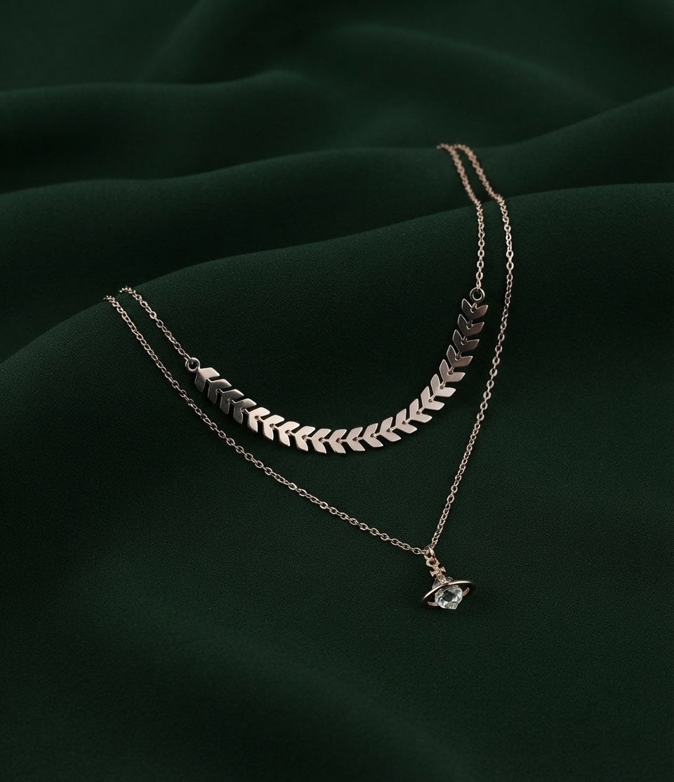 Rose Gold-Toned Layered Necklace for Women