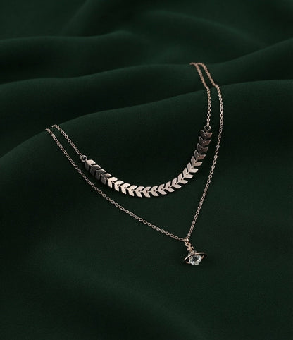 Rose Gold-Toned Layered Necklace for Women