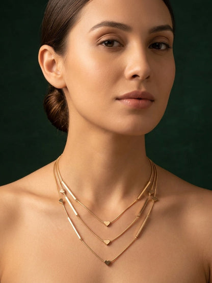Gold-Toned Minimal Chain Layered Necklace for Women