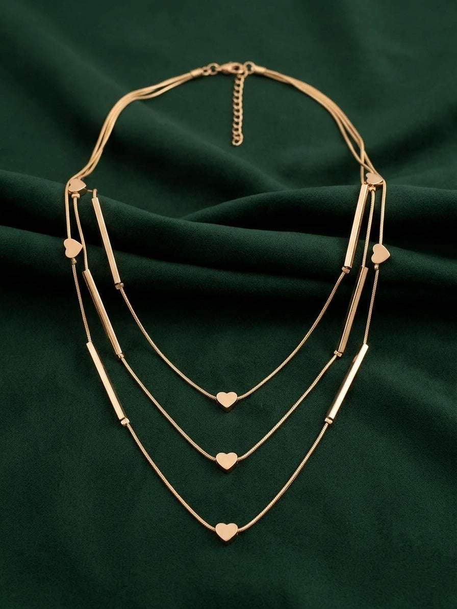 Gold-Toned Minimal Chain Layered Necklace for Women