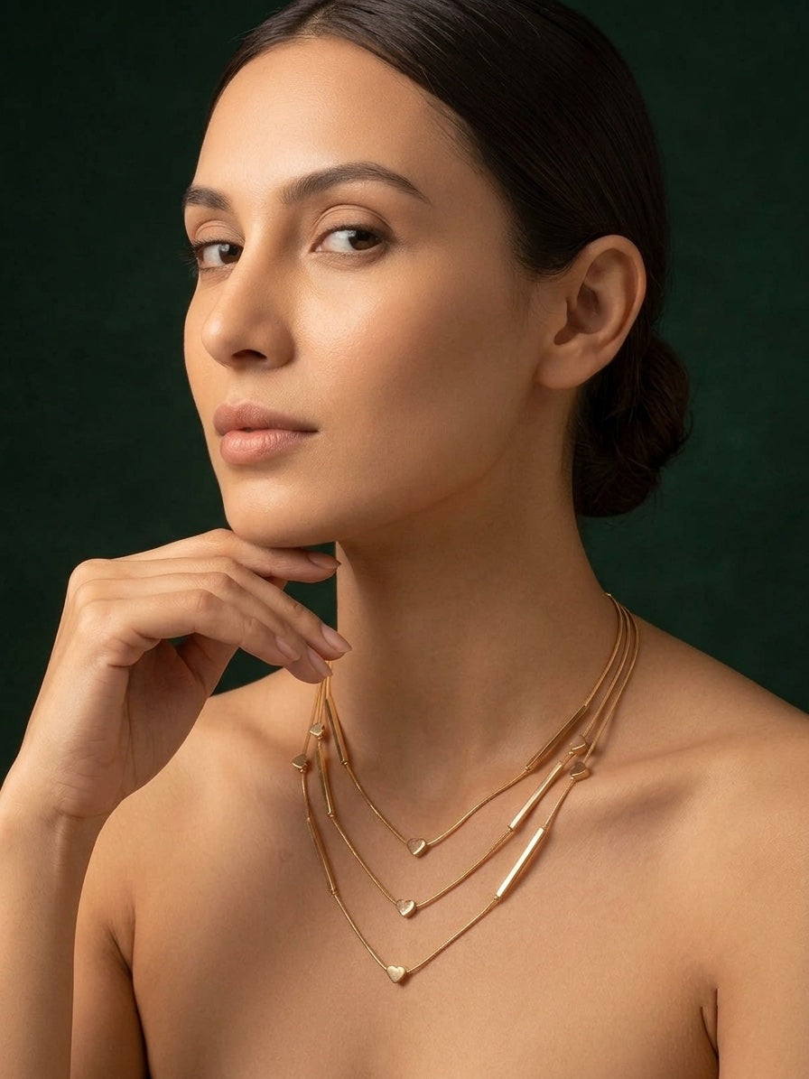 Gold-Toned Minimal Chain Layered Necklace for Women